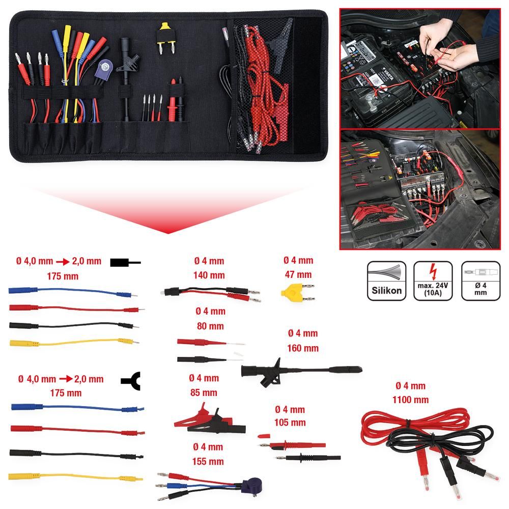 12/24V Diagnose Prüf- und Mess-Kabel-Satz, 25-tlg