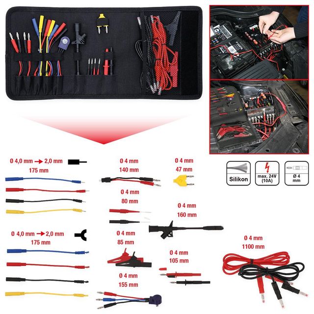 12/24V Diagnose Prüf- und Mess-Kabel-Satz, 25-tlg