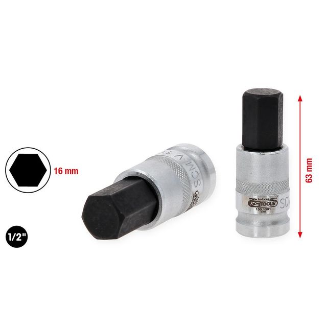 1/2" Bit-Stecknuss Innensechskant für HV-Batteriebefestigungen für VAG, 16mm