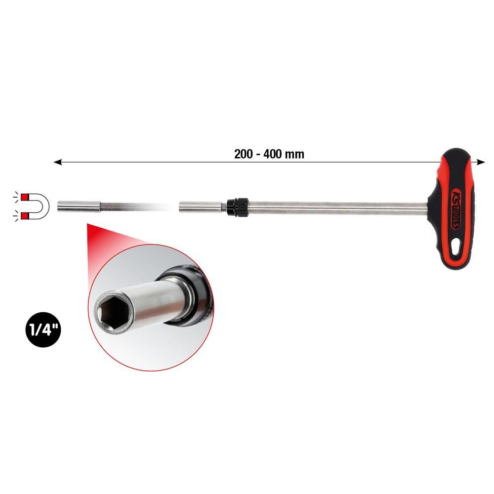 1/4" Teleskop-Bithalter mit T-Griff