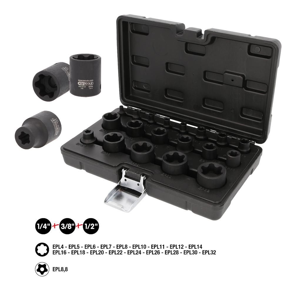 1/4"+3/8"+1/2" Torx Plus-Steckschlüssel-Satz 19-tlg