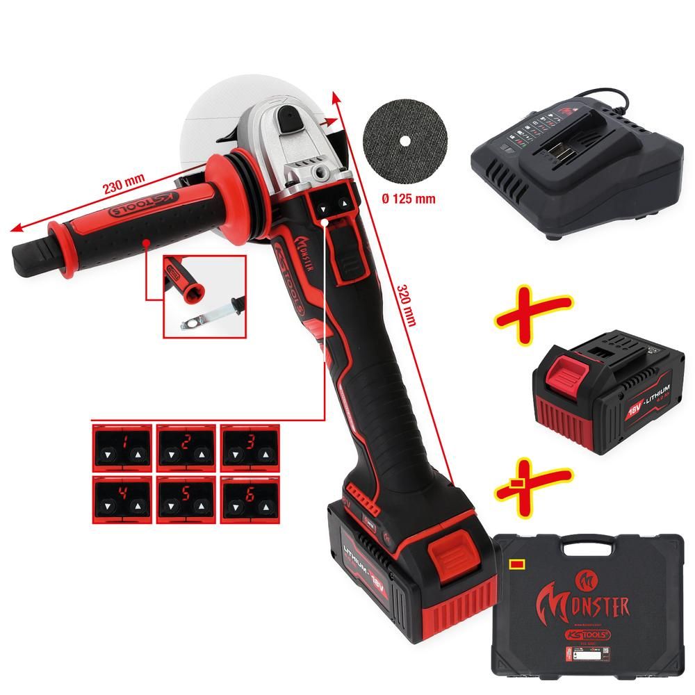 eMONSTER Brushless-Akku-Winkelschleifer-Satz 4-tlg