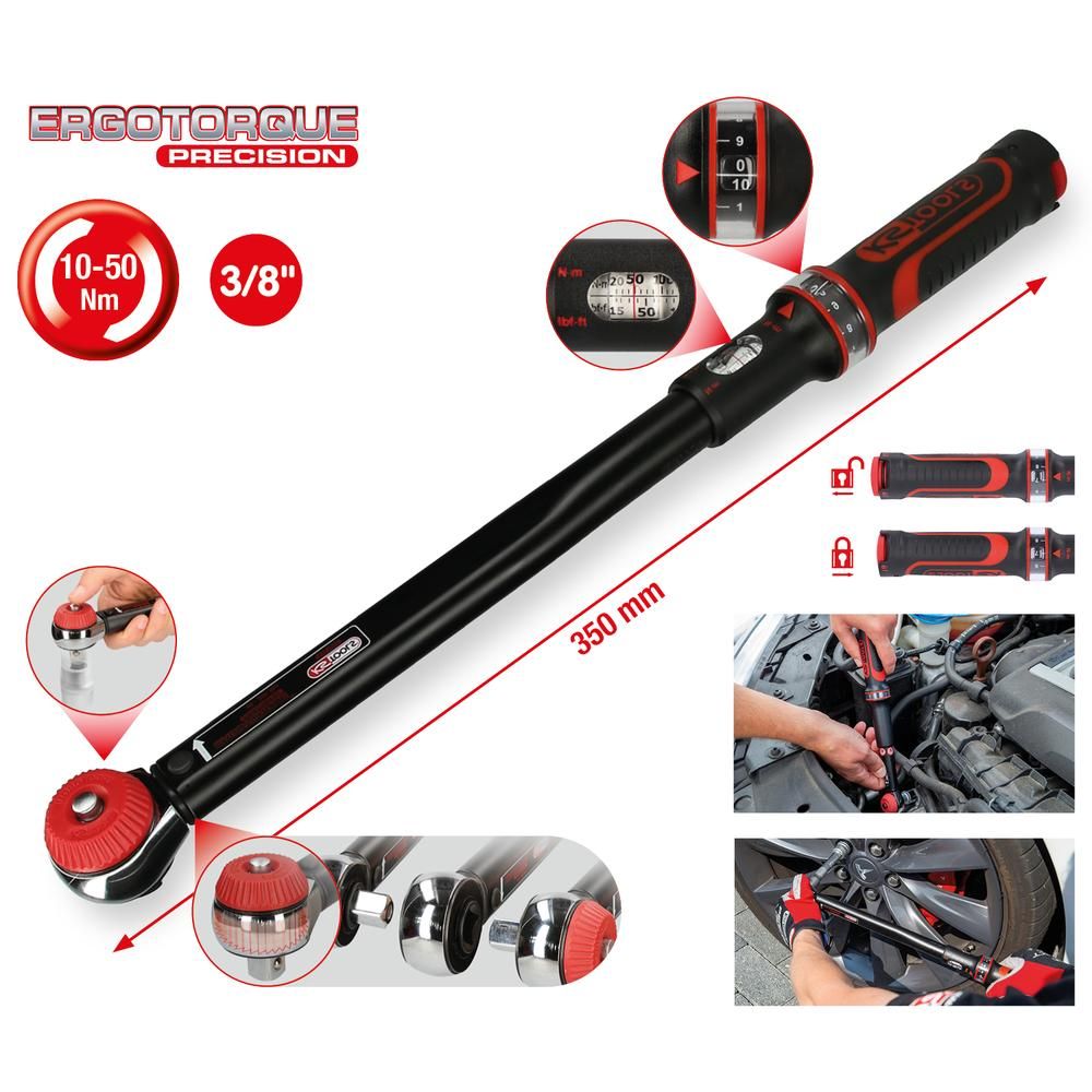 3/8" ERGOTORQUE®precision Ratschen-Drehmomentschlüssel Drehknopf 10-50Nm