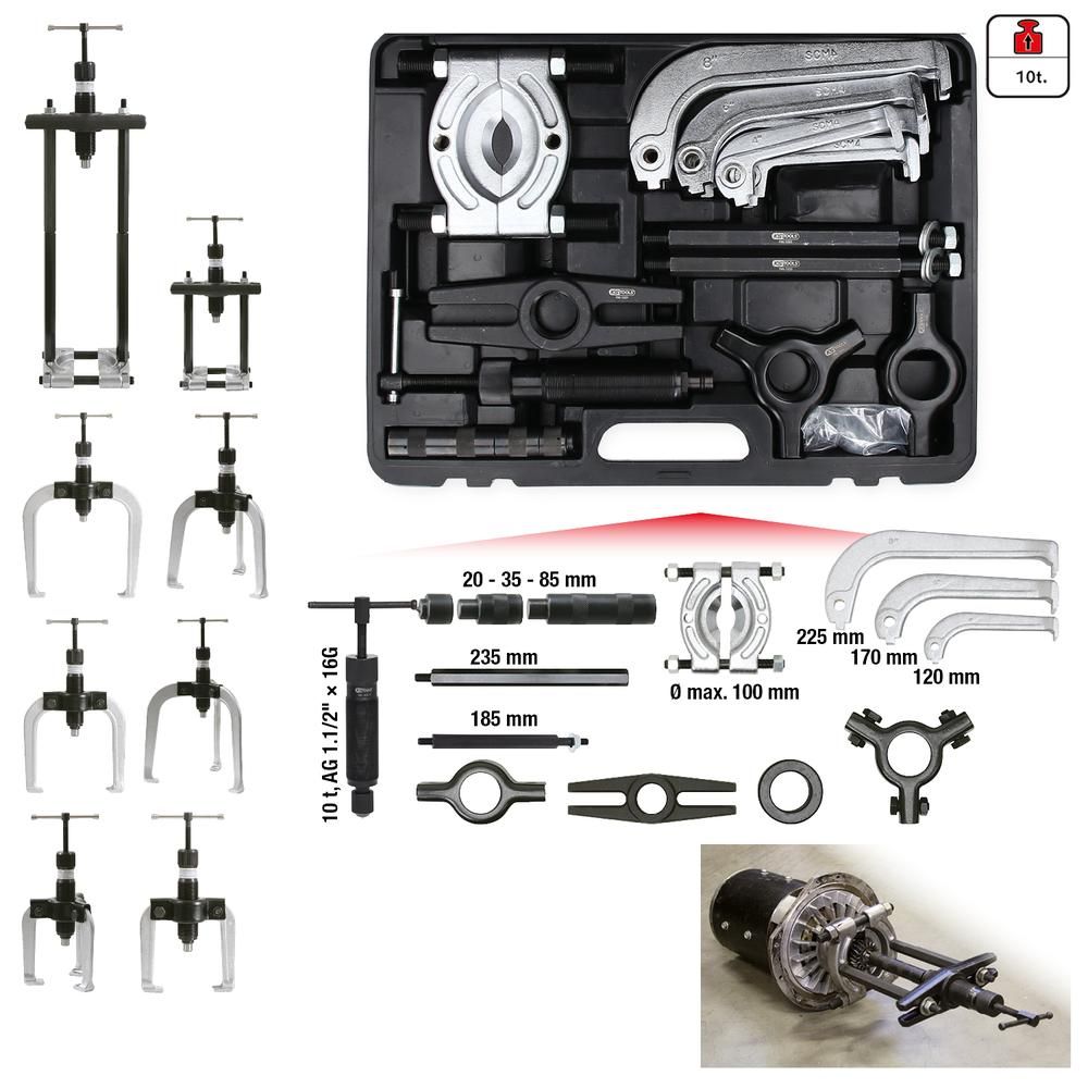 Hydraulischer Abziehersatz 2-armig und 3-armig 22-tlg
