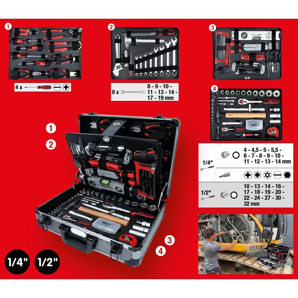 1/4"+1/2" Werkzeug-Satz 127-tlg