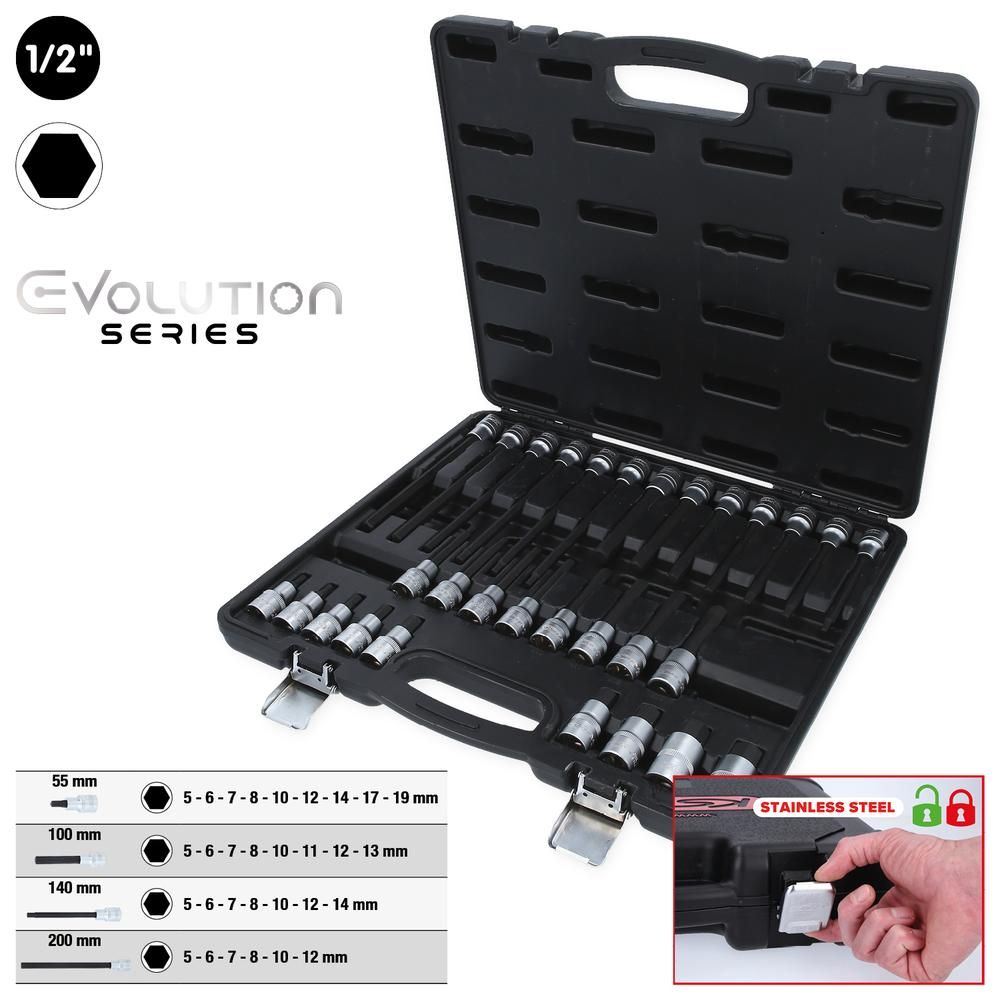 1/2" Bit-Stecknuss-Satz für Innensechskant-Schrauben, 30-tlg