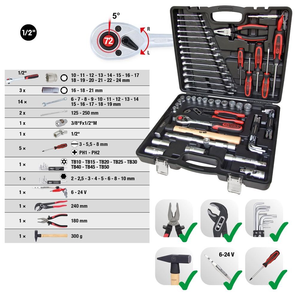 1/2" Universal-Werkzeug-Satz 47-tlg