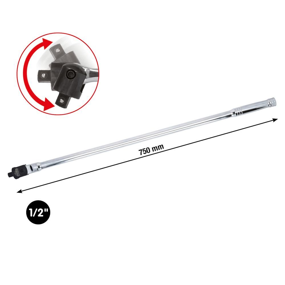 1/2" CHROMEplus Gelenk-Steckgriff, 760mm