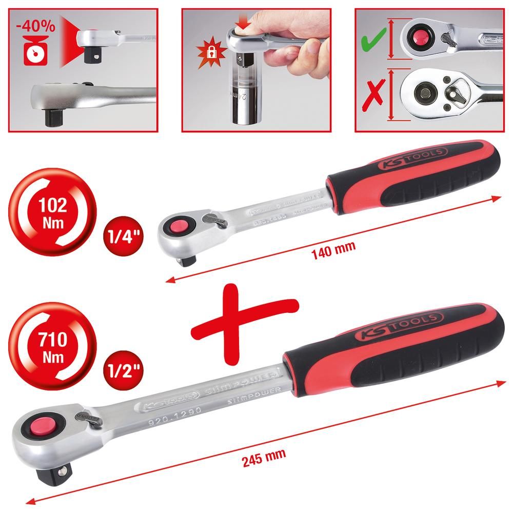 SlimPOWER Umschaltknarren-Satz 2-tlg1/4"+1/2"