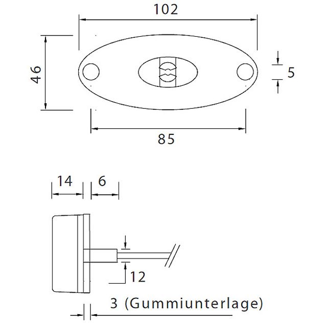 ASPÖCK Positionsleuchte rot 12V Flatpoint II 0,5m DC Kabel ohne Halter und Gummi