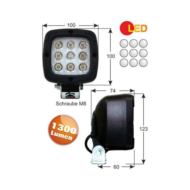 LED Arbeitsscheinwerfer 10-55V quadratisch