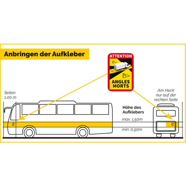 Selbstklebeschilder Toter Winkel FR "Angles Morts" 250x170mm BUS, Bild 2