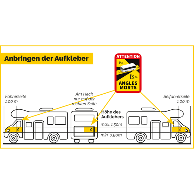 Selbstklebeschilder Toter Winkel FR "Angles Morts" 250x170mm BUS, Bild 3