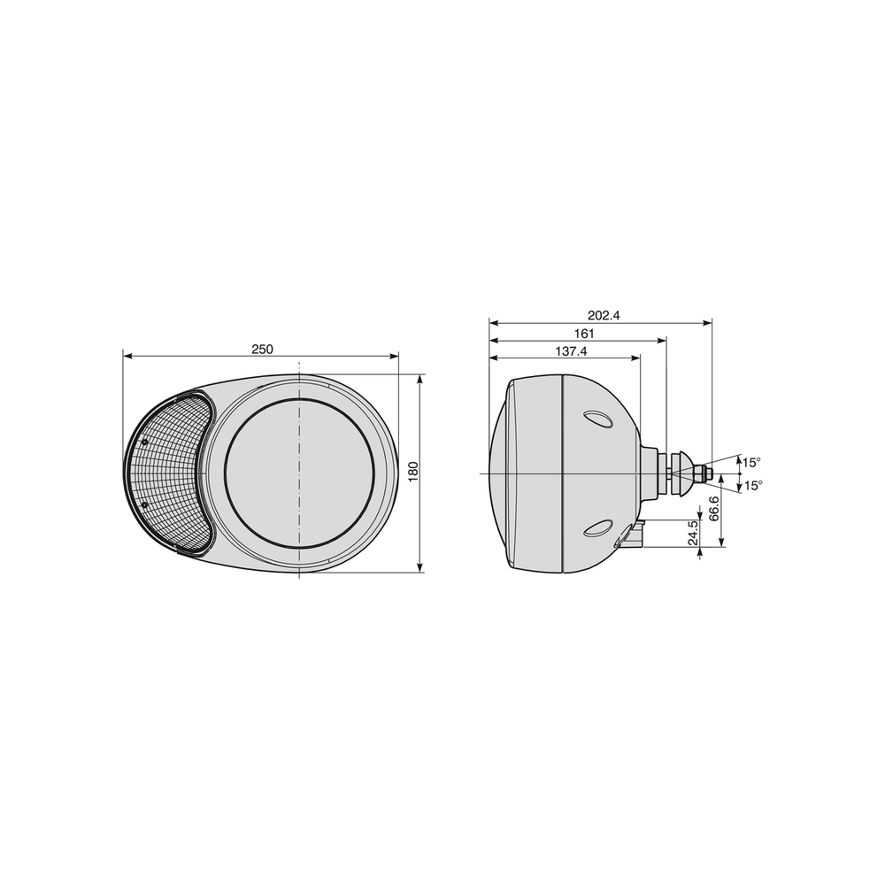 COBO Scheinwerfer mit Blinker orange 12V H4 IP66 IPX9K rechts 250 x 180 mm, Bild 2