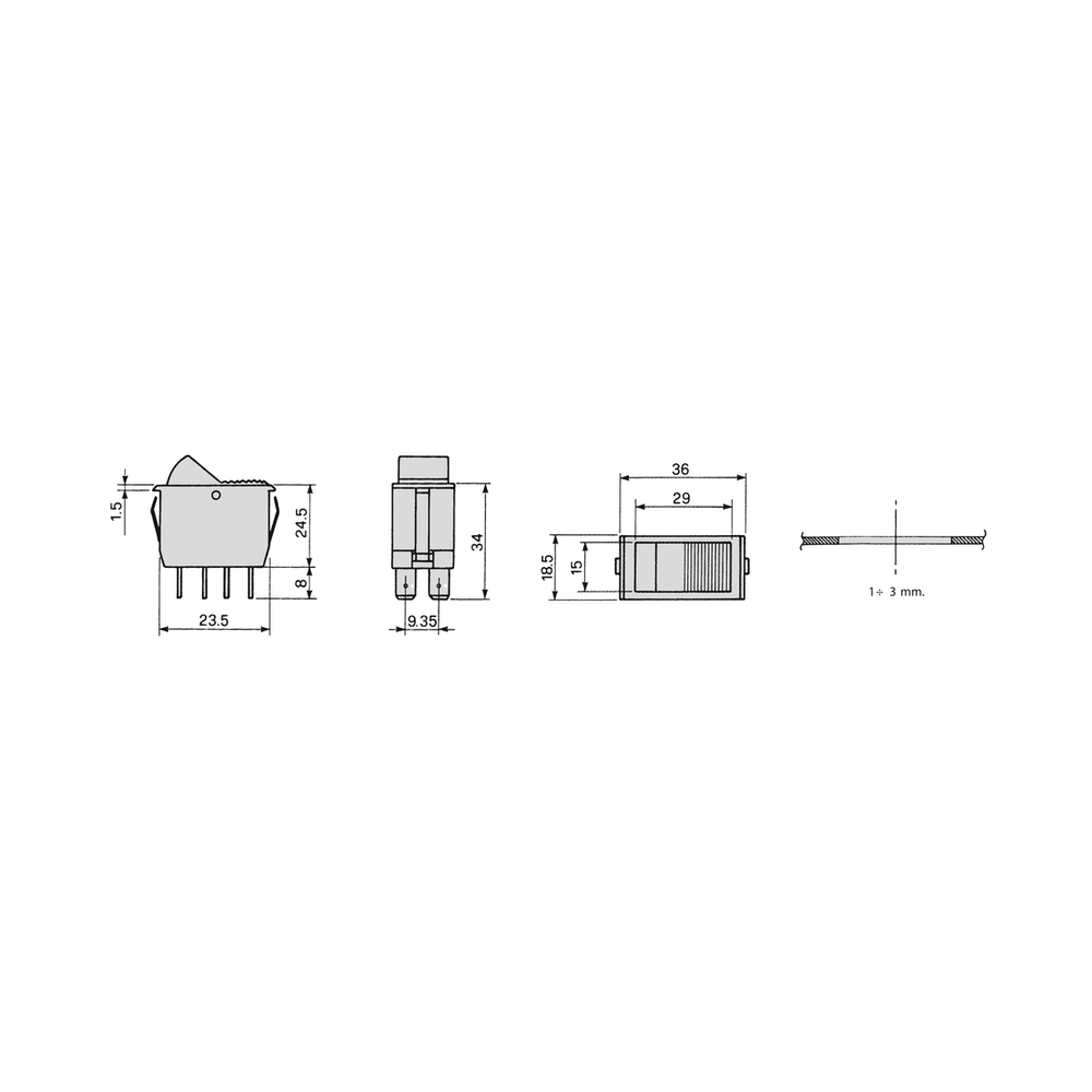 COBO Scheibenwischerschalter 2V 10A 24V 8A IP44 Serie 100, Bild 2