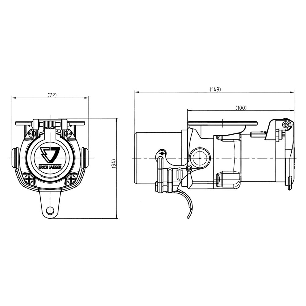 Kurzadapter mit 15P/24V Stecker (ISO 12098) und 7P/24V Steckdose (ISO 1185)