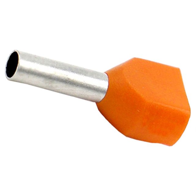 Aderendhülsen isoliert Zwilling 2x 0.50x8mm, orange, DIN 46228