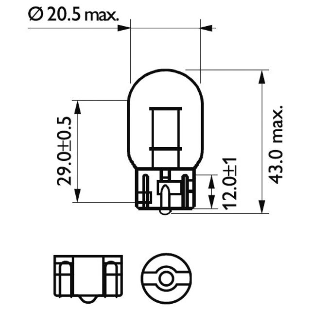 PHILIPS Glassockellampe 12065 CP Sockel W3 x 16d 12 V 21 W Packung à 10 Stück, Bild 2