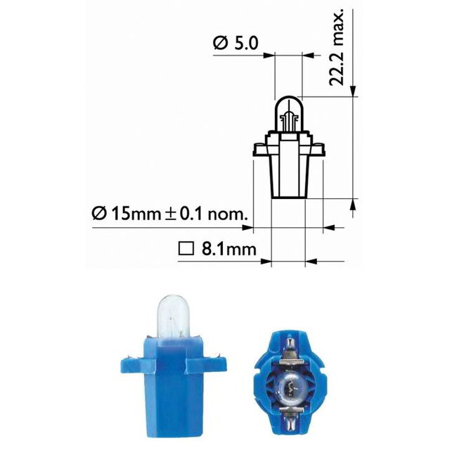 PHILIPS Anzeigelampe 12V 2W BAX8,3s blau