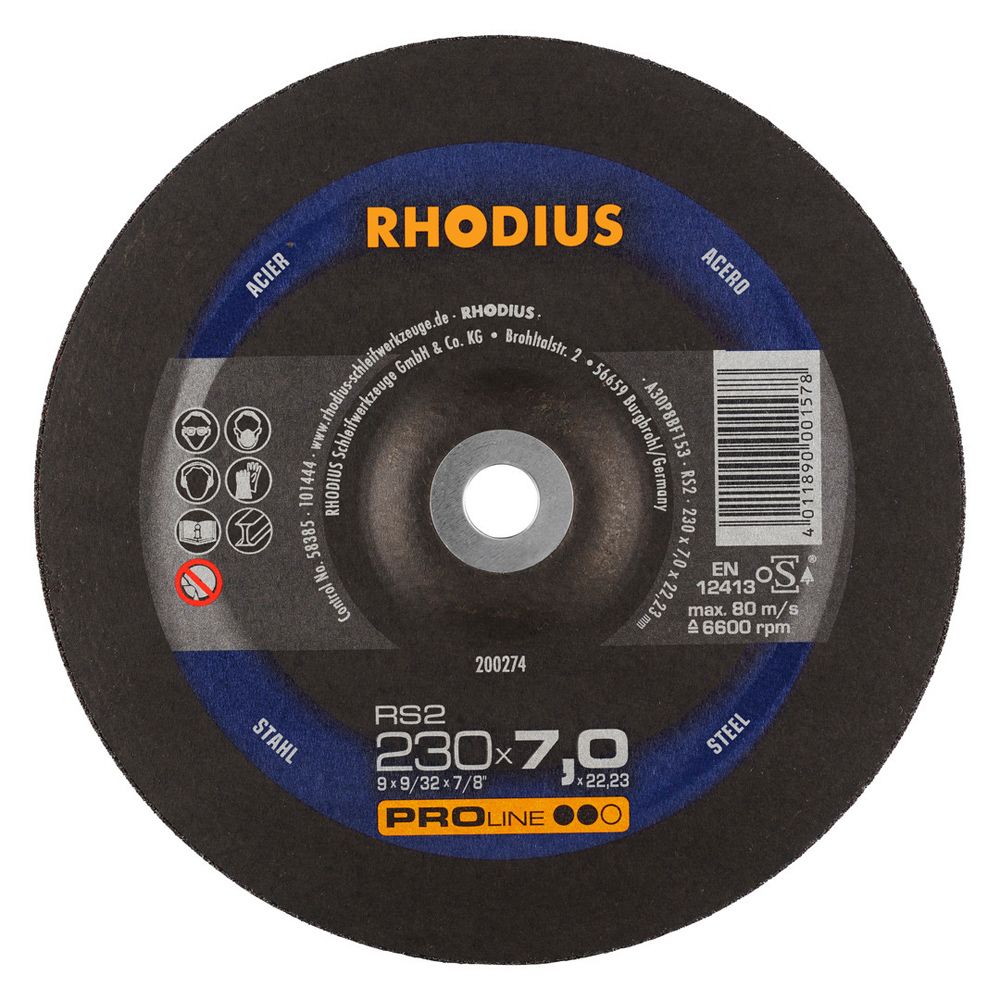 RHODIUS Schruppscheibe RS2 PROline für Stahl Form 27 Ø 76-230 mm