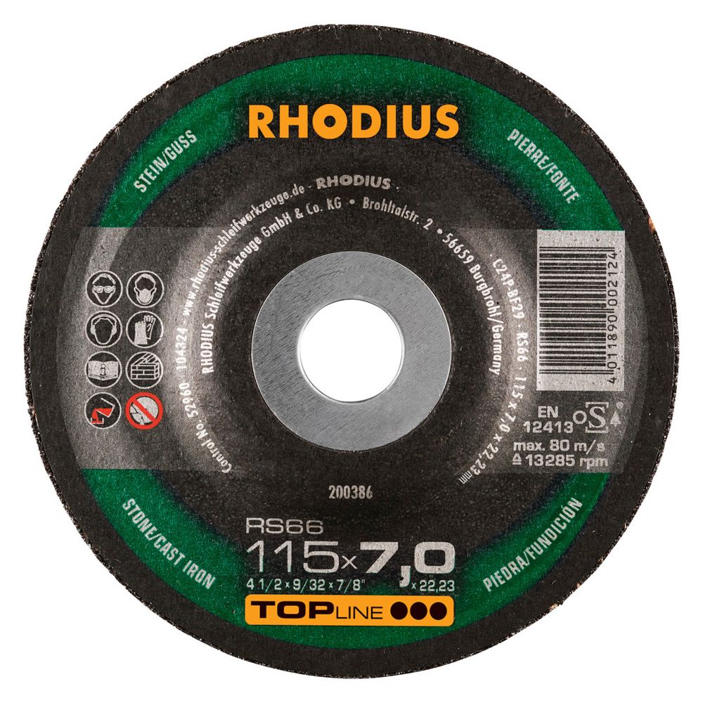 RHODIUS Schruppscheibe RS66 TOPline für Stein und Guss 7 mm dick Ø 115-230 mm, Bild 7