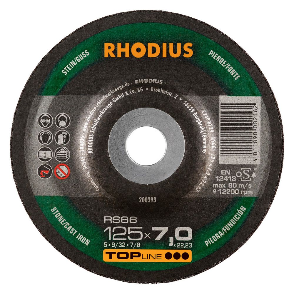 RHODIUS Schruppscheibe RS66 TOPline für Stein und Guss 7 mm dick Ø 115-230 mm, Bild 10