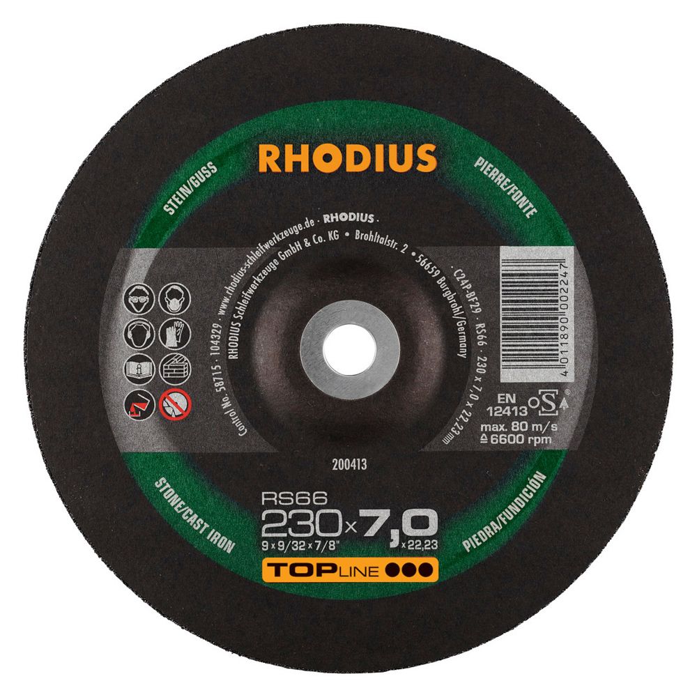 RHODIUS Schruppscheibe RS66 TOPline für Stein und Guss 7 mm dick Ø 115-230 mm, Bild 4