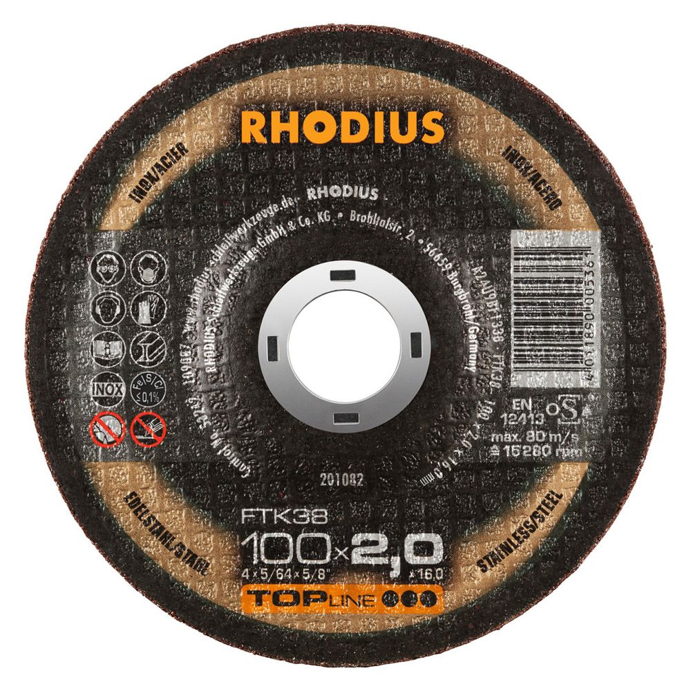 RHODIUS Freihandtrennscheibe FTK38 TOPline gekröpft für Edelstahl und Stahl Ø 100–230 mm, Bild 10