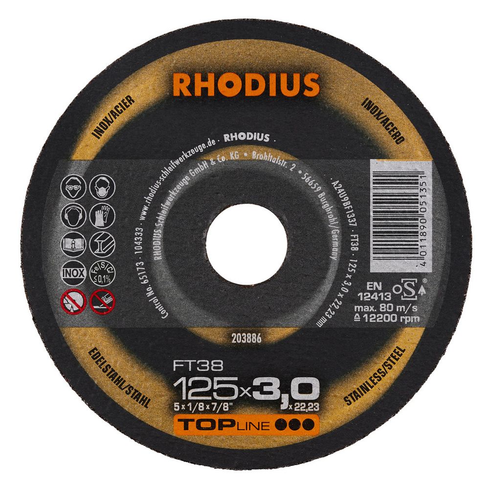 RHODIUS Freihandtrennscheibe FT 38 125x3.0x22.23