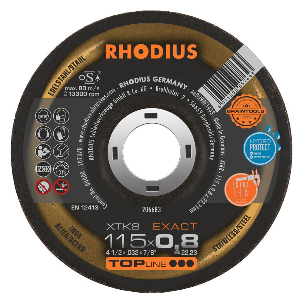RHODIUS Extradünne Trennscheibe XTK8 EXACT 115x0.8x22.23