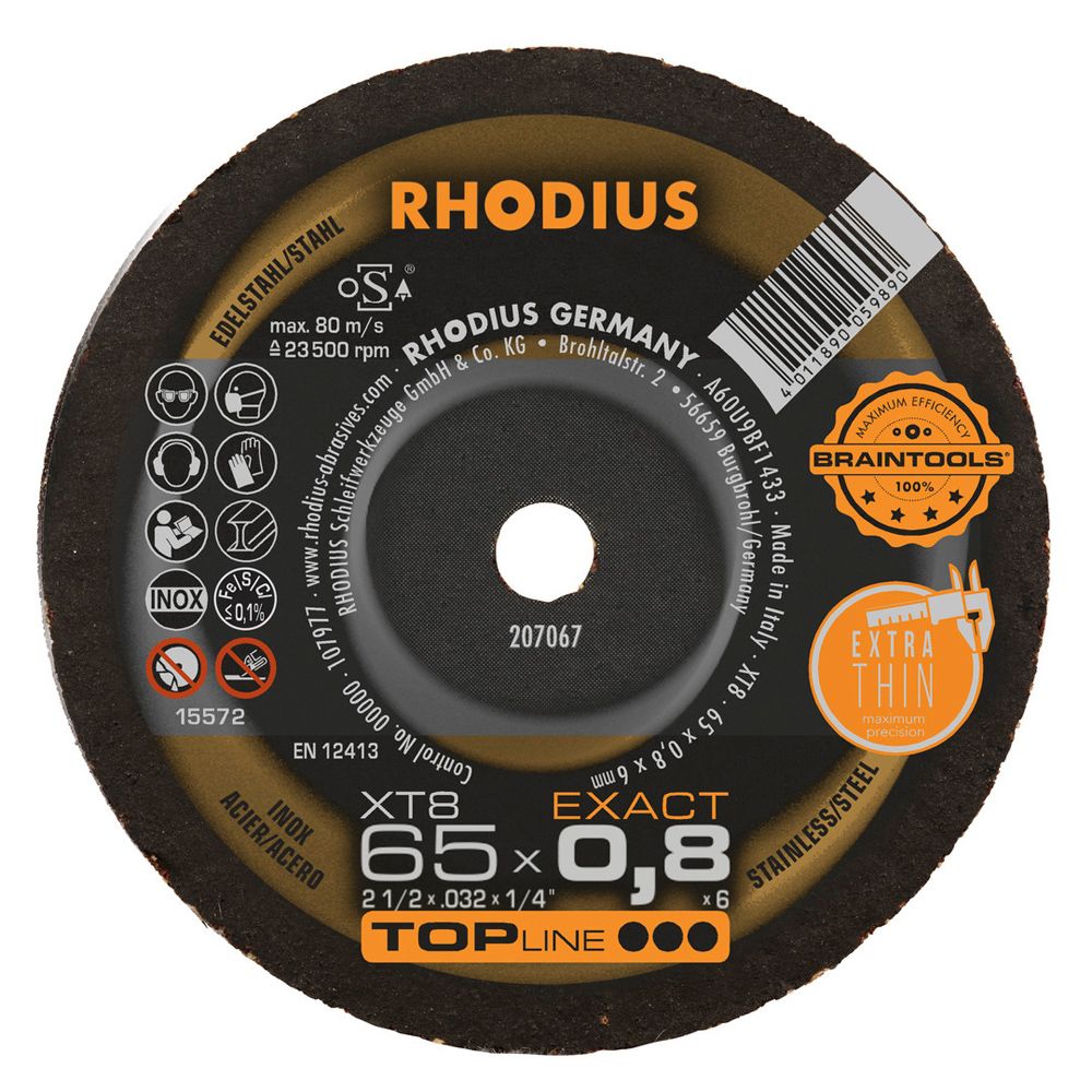 RHODIUS Extradünne Mini Trennscheibe XT8 EXACT MINI 65x0.8x6.00
