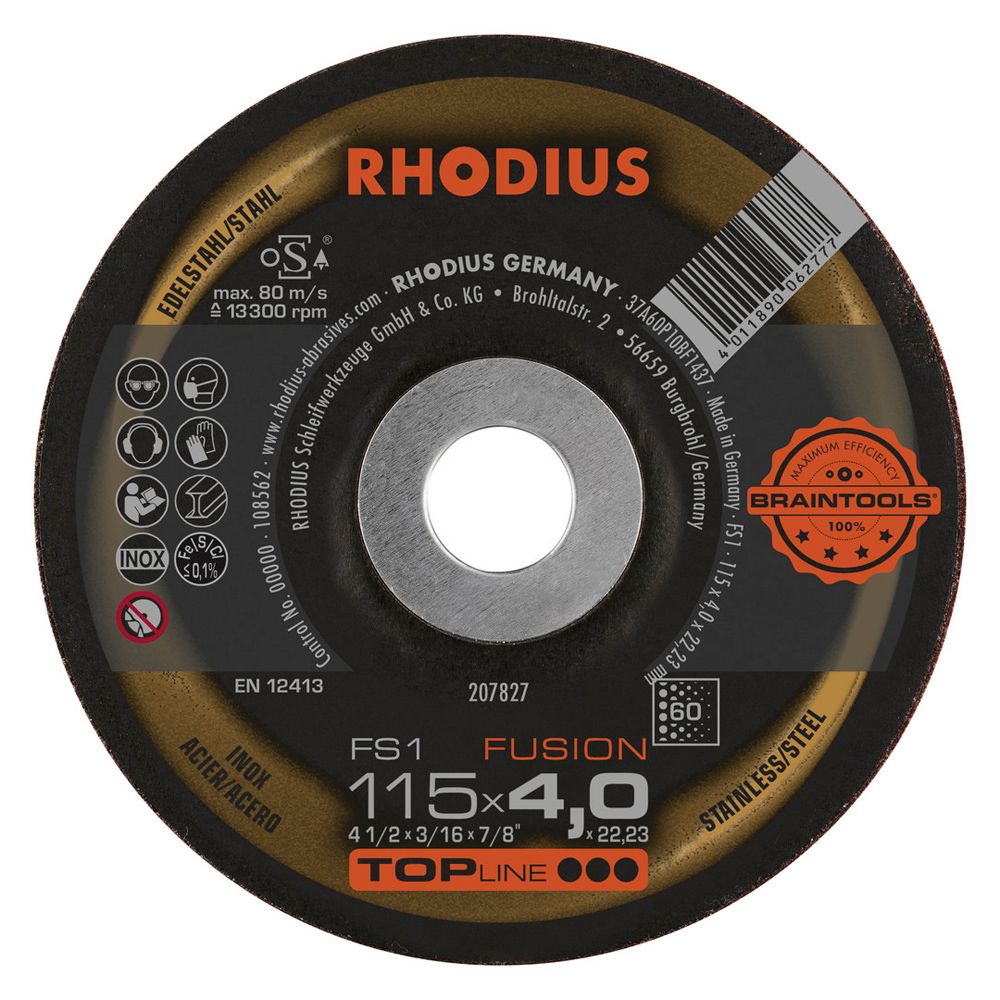 RHODIUS Schruppscheibe FS1 FUSION Ø 115 mm 4 mm P60 und P80 10 Stück, Bild 4