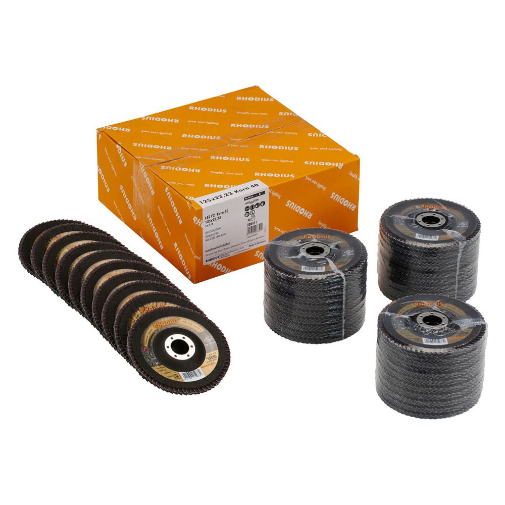 RHODIUS Fächerschleifscheibe LSZ F2 VALUE PACK 125x22.23 Inhalt:40 P40 schräg