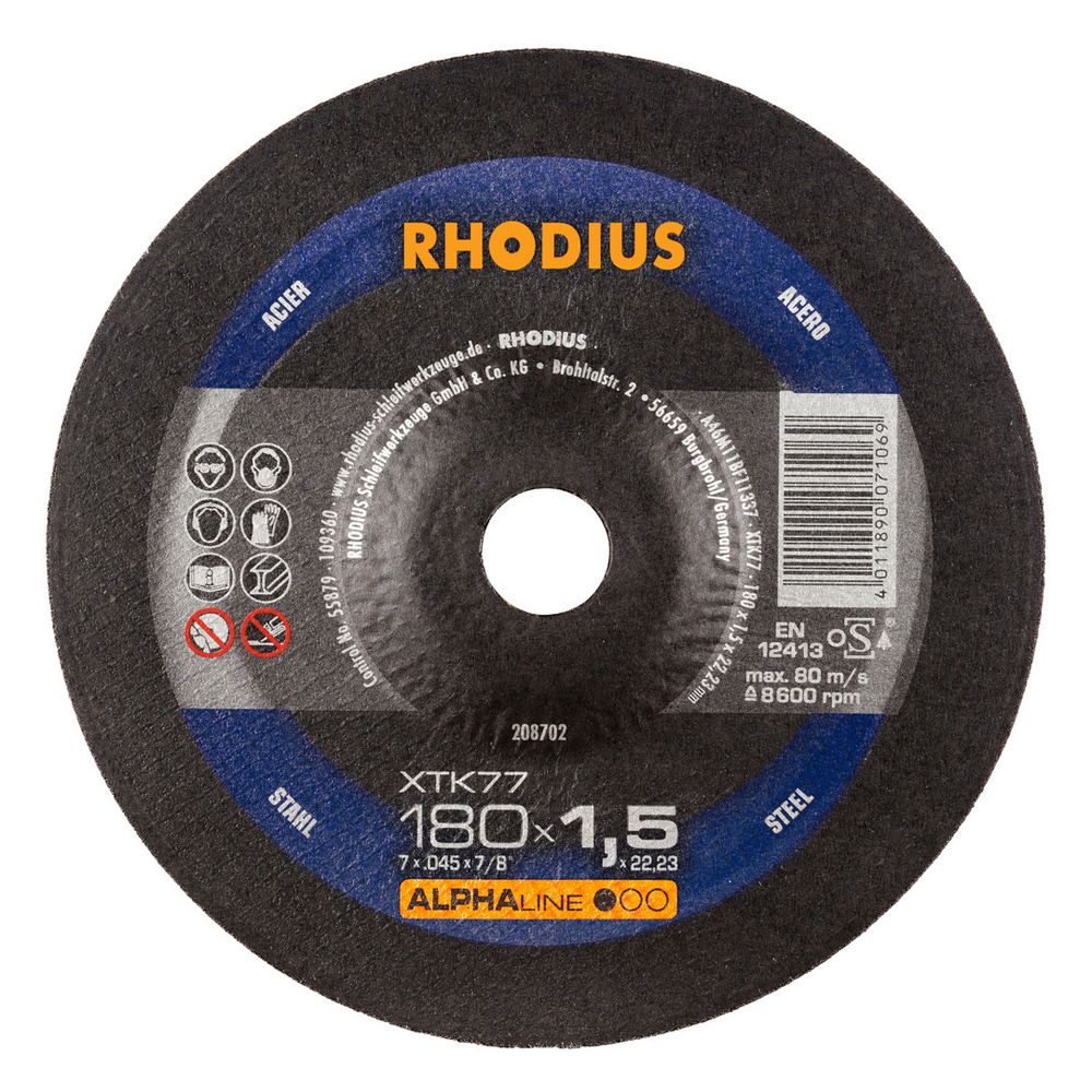 RHODIUS Extradünne Trennscheibe XTK77 180x1.5x22.23