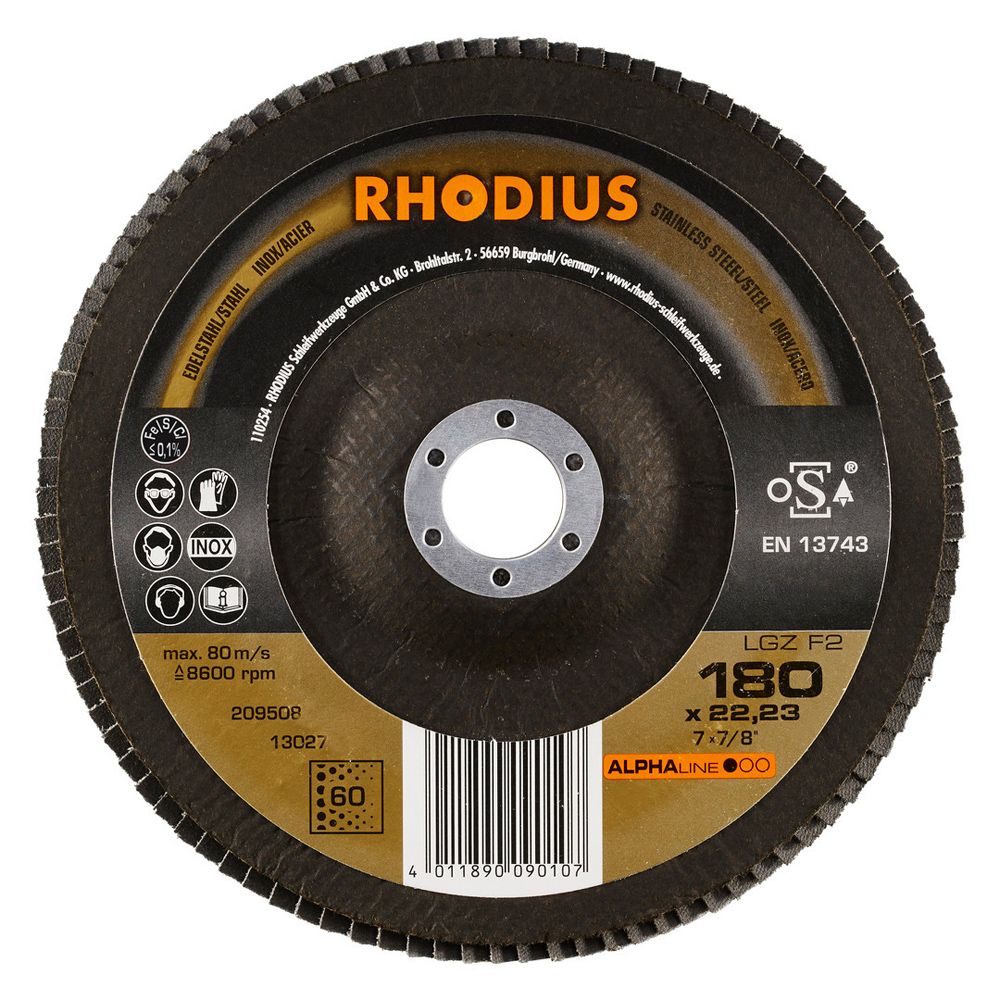 RHODIUS Fächerschleifscheibe LGZ F2 ALPHAline für Stahl und Edelstahl Ø 115 bis 180 mm, Bild 7