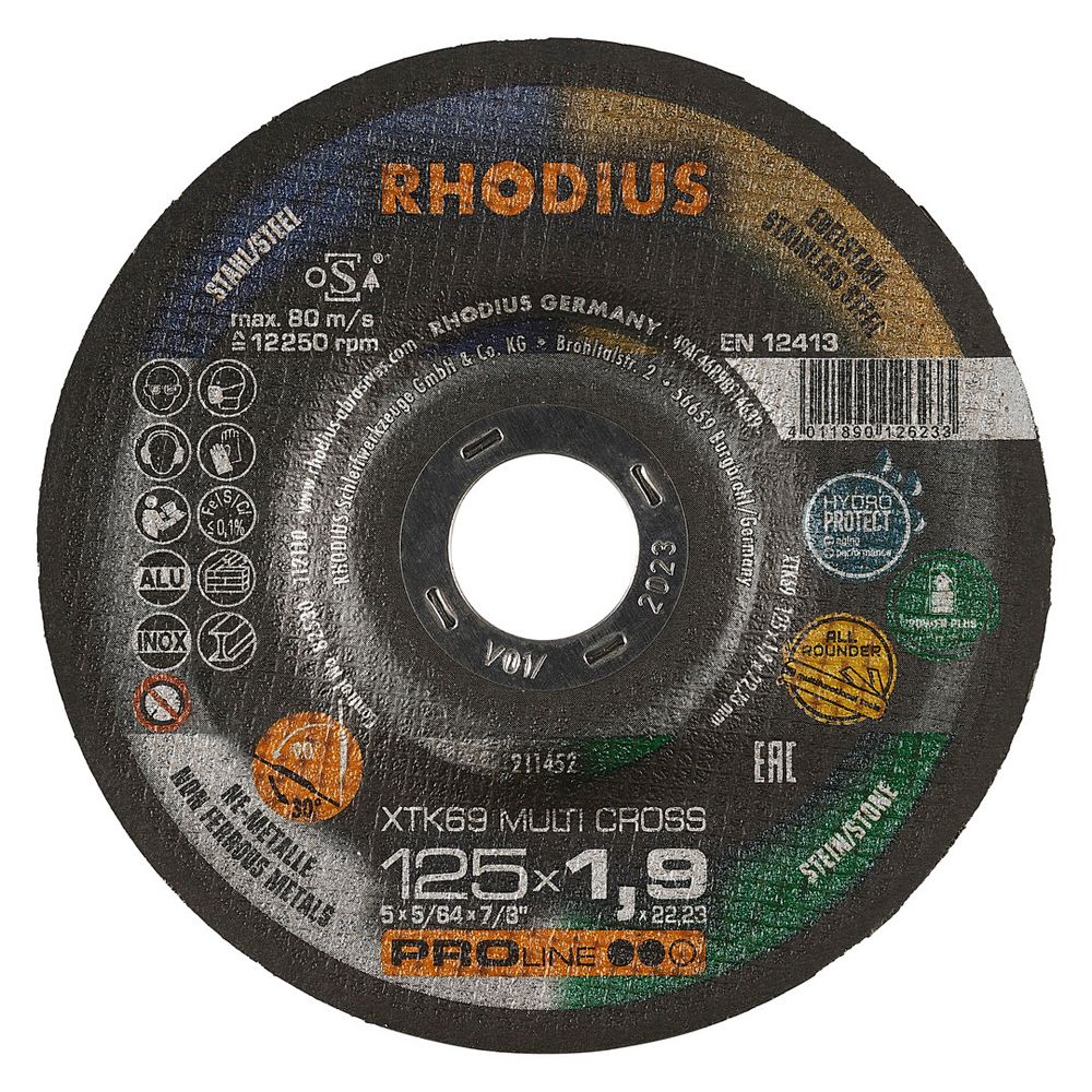 RHODIUS Extradünne Trennscheibe XTK69 MULTI CROSS 125x1.9x22.23