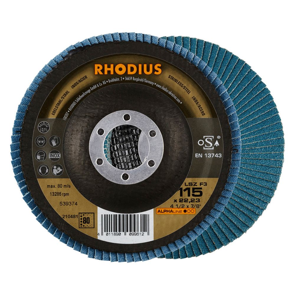 RHODIUS Fächerschleifscheibe LSZ F3 100x16.00 P80 schräg