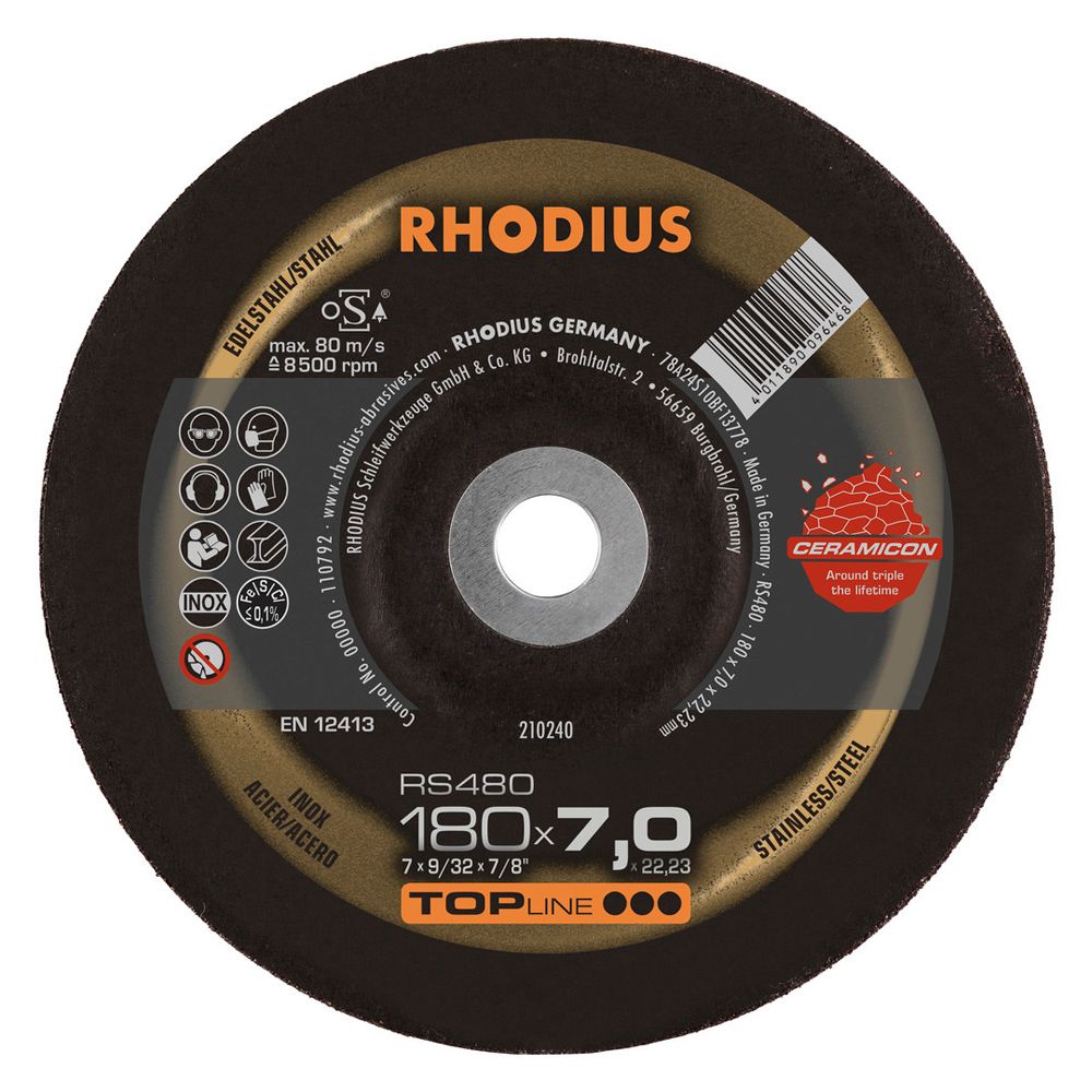 RHODIUS Schruppscheibe RS480 PIPELINE Edelstahl Stahl Guss 115 bis 180 mm x 4 mm, Bild 7