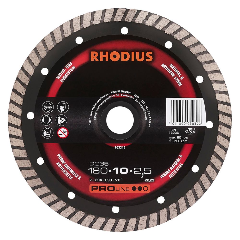 RHODIUS Diamanttrennscheibe DG35 180x10.0x2.3x22.23