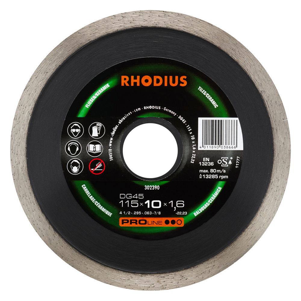 RHODIUS Diamanttrennscheibe DG45 115x10.0x1.6x22.23