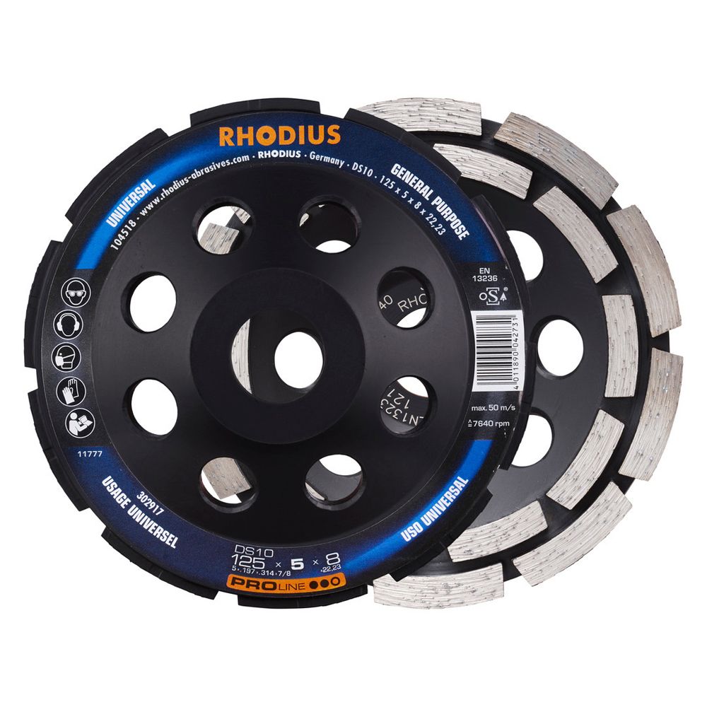 RHODIUS Diamantschleiftopf DS10 PROline für Beton Ø 100 bis 180 mm 22,23 mm oder M14, Bild 5