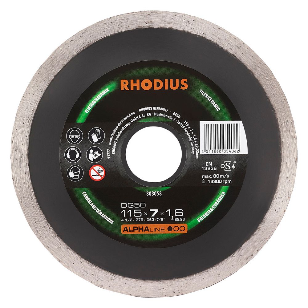 RHODIUS Diamanttrennscheibe DG50 ALPHAline für Fliesen und Keramik Ø 105–250 mm, Bild 5