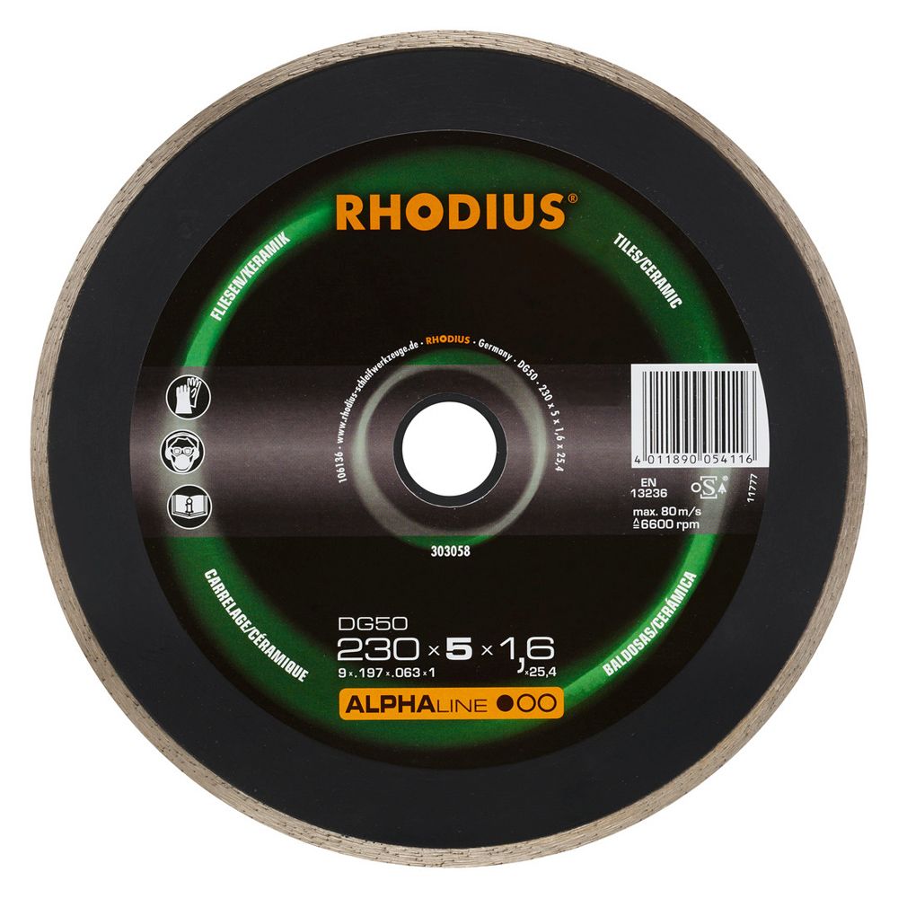 RHODIUS Diamanttrennscheibe DG50 ALPHAline für Fliesen und Keramik Ø 105–250 mm, Bild 7