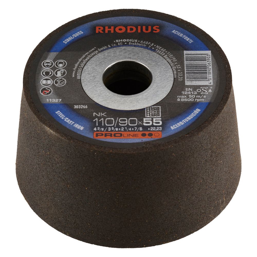 RHODIUS Schleiftopf NK 110/90x55x22.23 P60