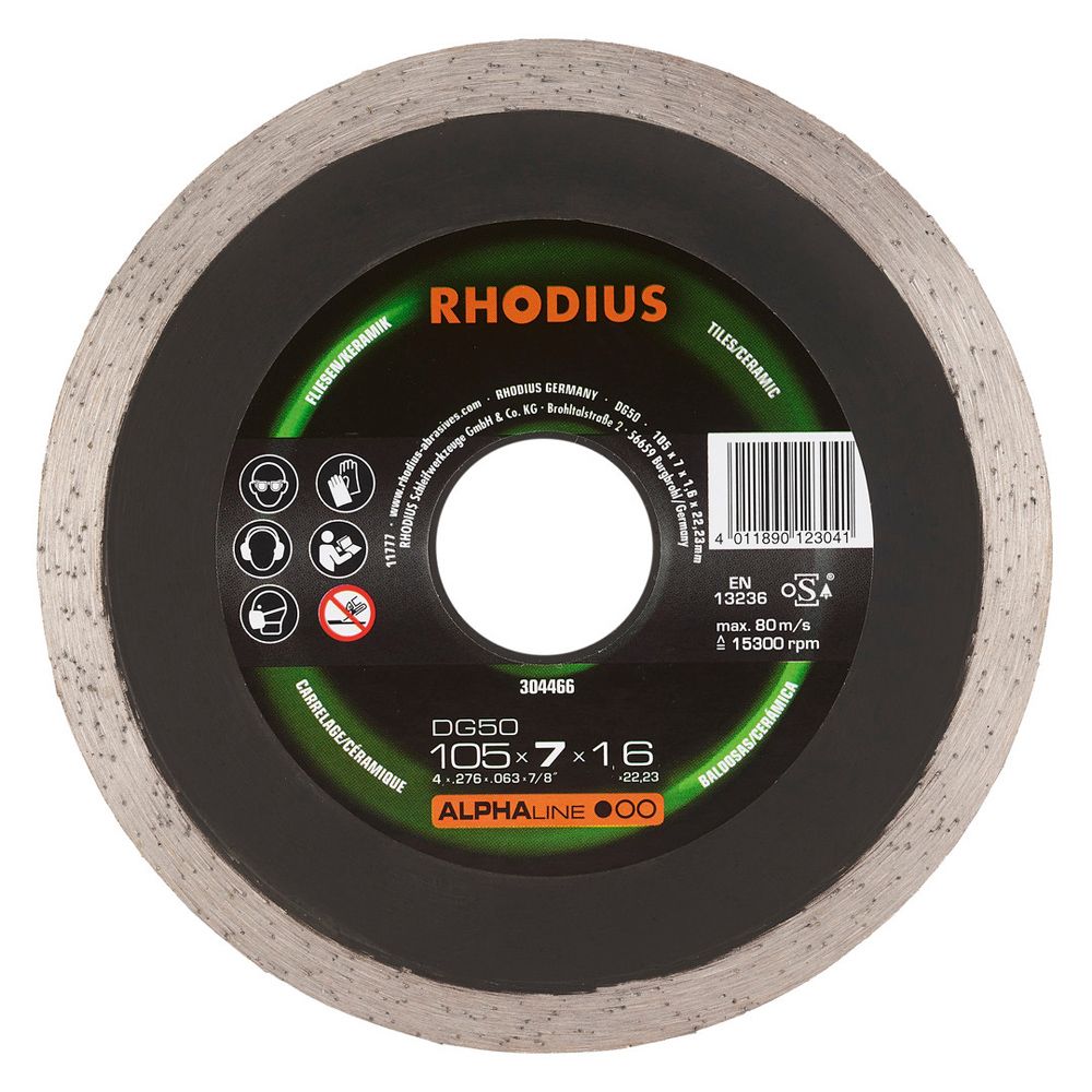 RHODIUS Diamanttrennscheibe DG50 ALPHAline für Fliesen und Keramik Ø 105–250 mm, Bild 9