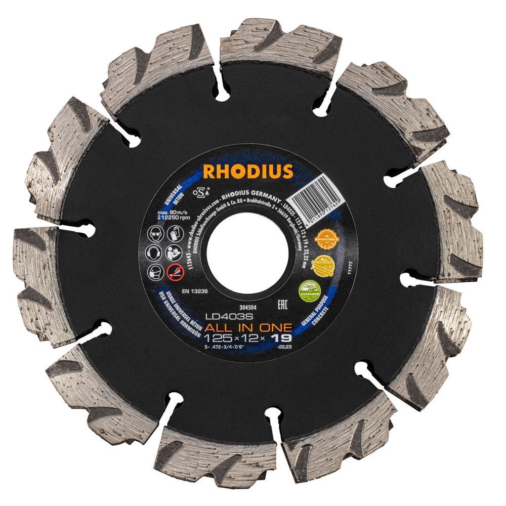 RHODIUS Diamantfräse LD403S ALL IN ONE 125x12.0x19.0x22.23