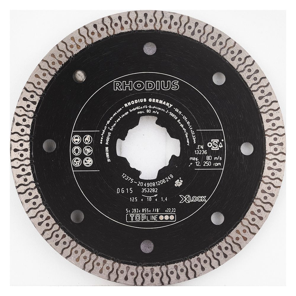 RHODIUS Diamanttrennscheibe DG15 X-LOCK TOPline für Fliesen und Keramik Ø 115 und 125 mm, Bild 3