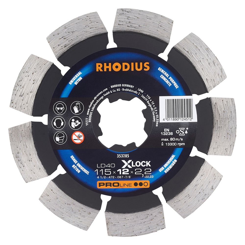 RHODIUS Diamanttrennscheibe LD40 X-LOCK PROline für Beton Ø 115 und 125 mm