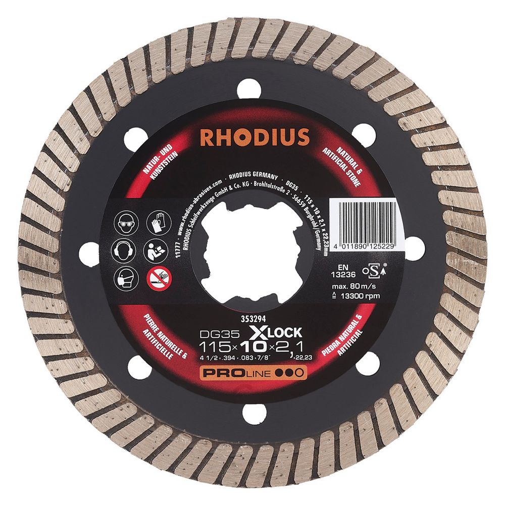 RHODIUS Diamanttrennscheibe DG35 X-LOCK 115x10.0x2.1x22.23