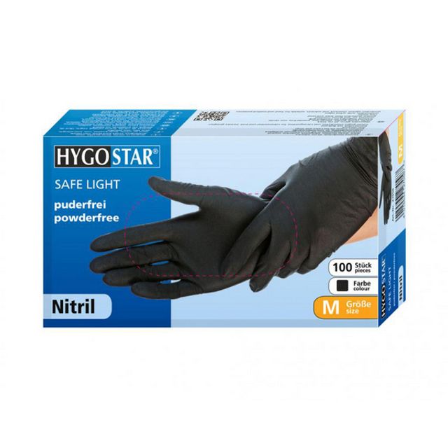 HYGOSTAR Einweghandschuhe SAFE Light Nitril schwarz puderfrei Grösse S bis XXL, Bild 3